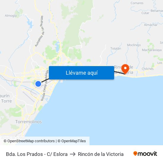 Bda. Los Prados - C/ Eslora to Rincón de la Victoria map