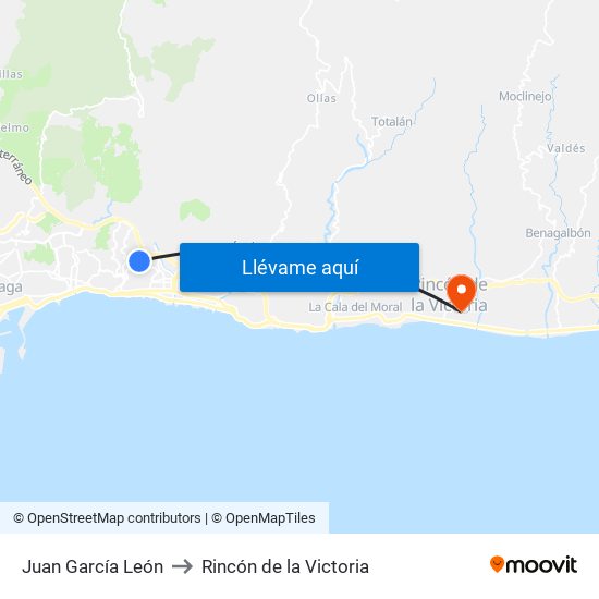 Juan García León to Rincón de la Victoria map