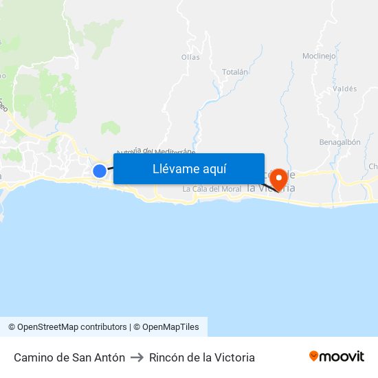Camino de San Antón to Rincón de la Victoria map