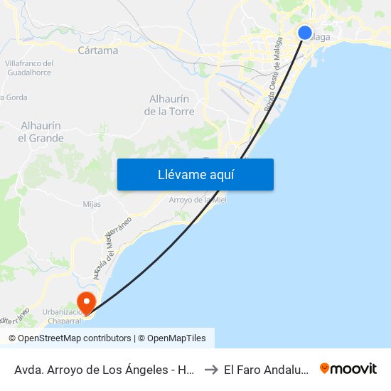 Avda. Arroyo de Los Ángeles - Hospital Materno to El Faro Andalusia Spain map
