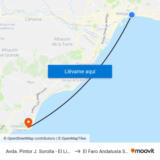 Avda. Pintor J. Sorolla - El Limonar to El Faro Andalusia Spain map