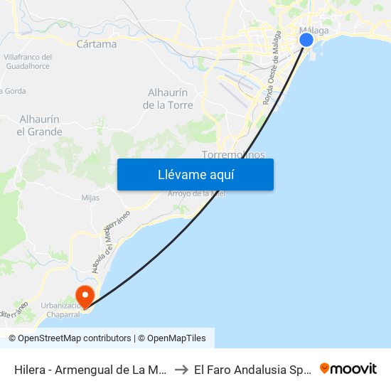 Hilera - Armengual de La Mota to El Faro Andalusia Spain map