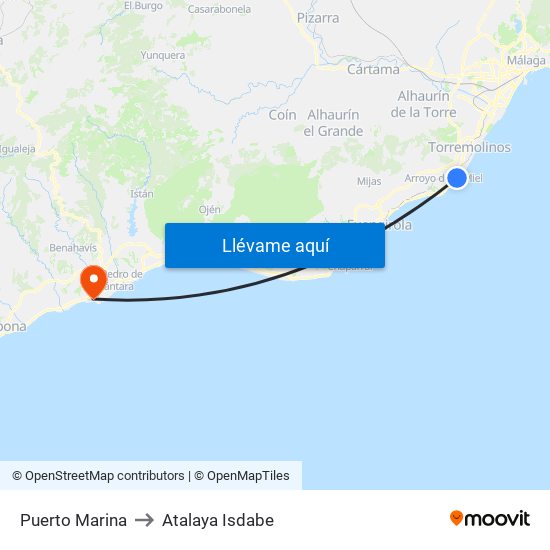 Puerto Marina to Atalaya Isdabe map