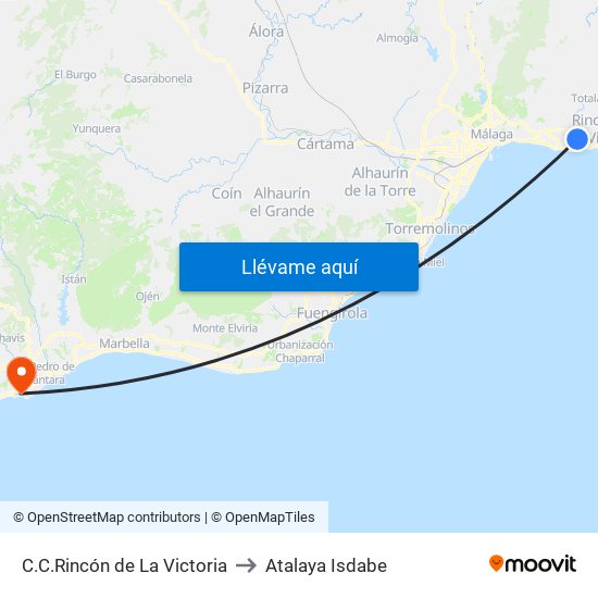 C.C.Rincón de La Victoria to Atalaya Isdabe map