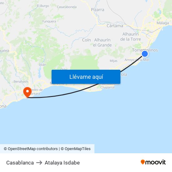 Casablanca to Atalaya Isdabe map