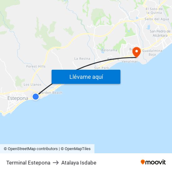 Terminal Estepona to Atalaya Isdabe map