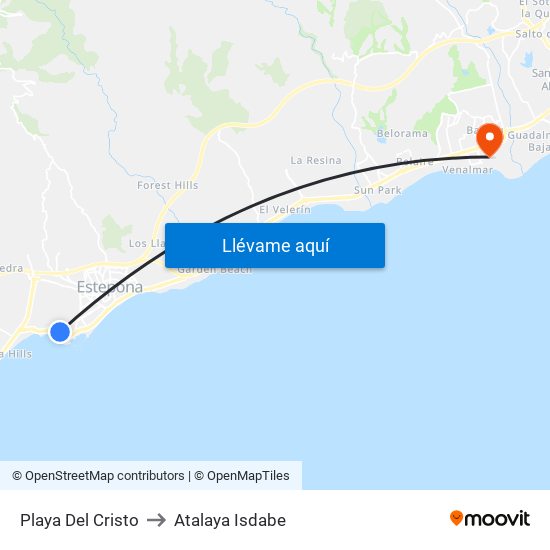 Playa Del Cristo to Atalaya Isdabe map