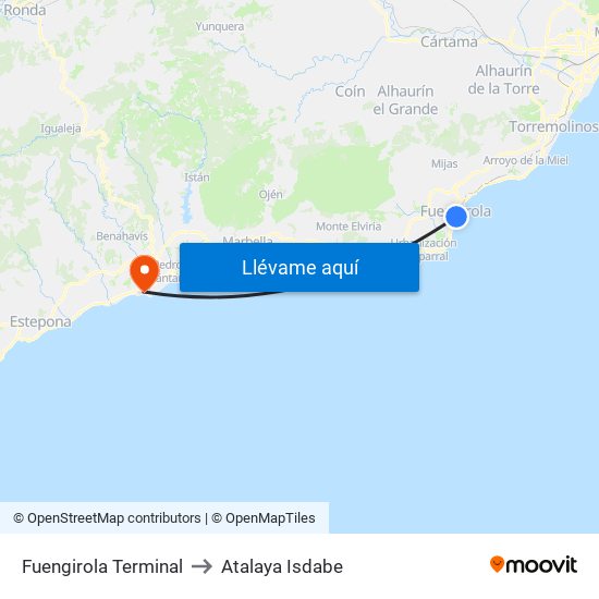 Terminal Fuengirola to Atalaya Isdabe map