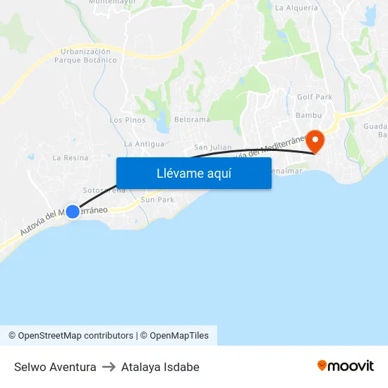 Selwo Aventura to Atalaya Isdabe map