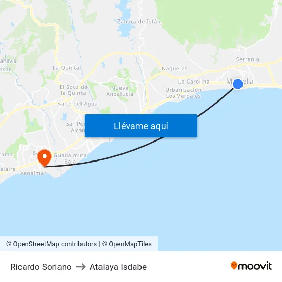 Ricardo Soriano to Atalaya Isdabe map