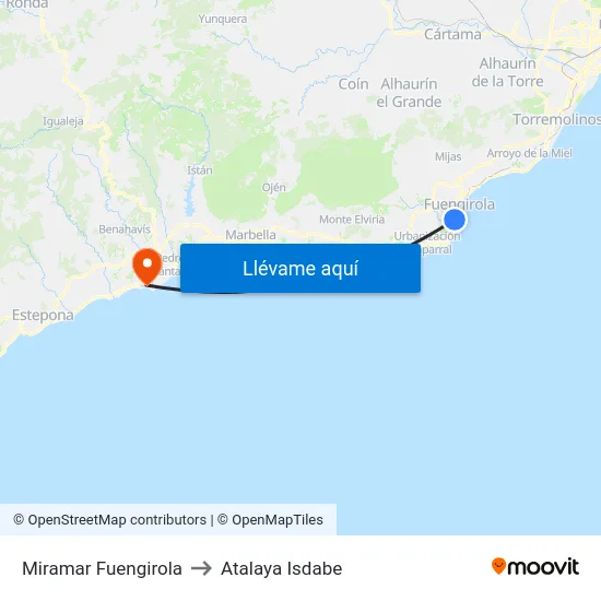 Miramar Fuengirola to Atalaya Isdabe map
