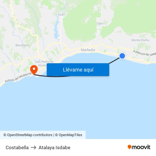 Costabella to Atalaya Isdabe map
