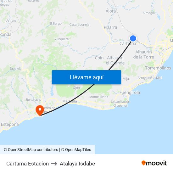 Cártama Estación to Atalaya Isdabe map