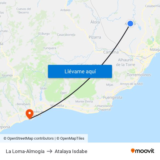 La Loma-Almogía to Atalaya Isdabe map