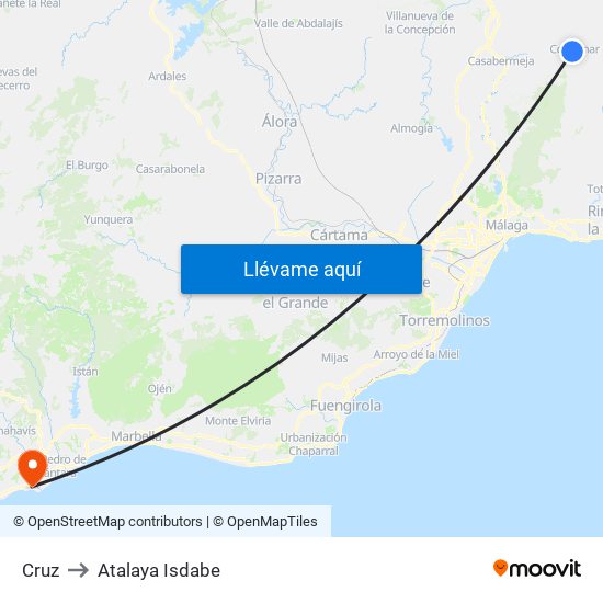 Cruz to Atalaya Isdabe map