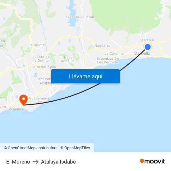 El  Moreno to Atalaya Isdabe map