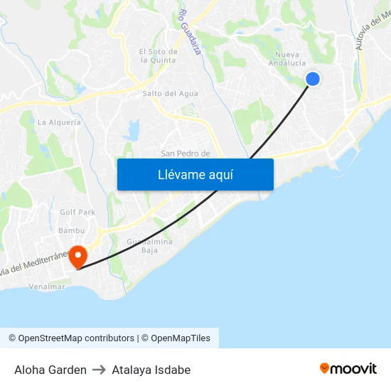 Aloha Garden to Atalaya Isdabe map