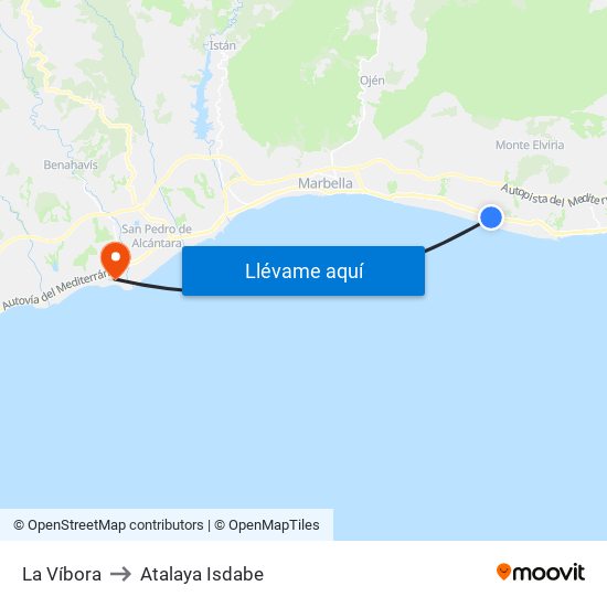 La Víbora to Atalaya Isdabe map