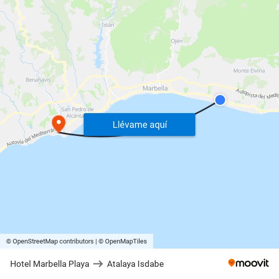 Hotel Marbella Playa to Atalaya Isdabe map
