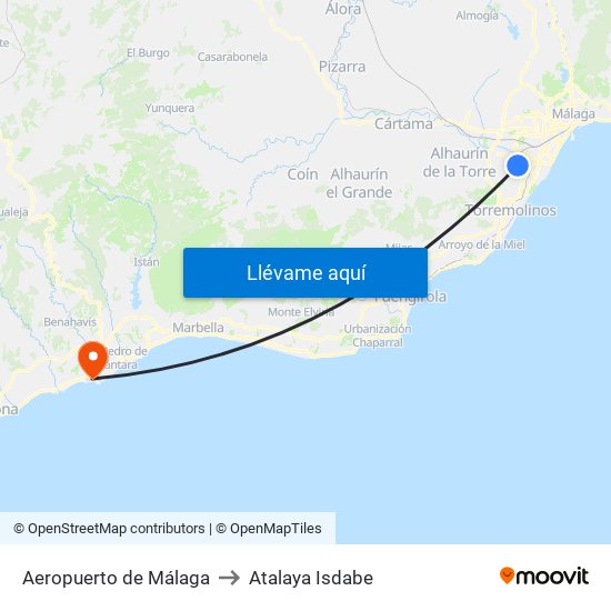 Aeropuerto de Málaga to Atalaya Isdabe map