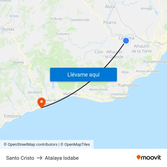 Santo Cristo to Atalaya Isdabe map