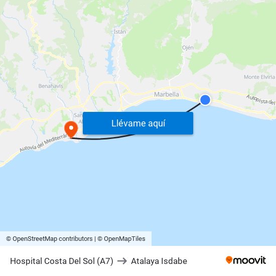 Hospital Costa Del Sol (A7) to Atalaya Isdabe map