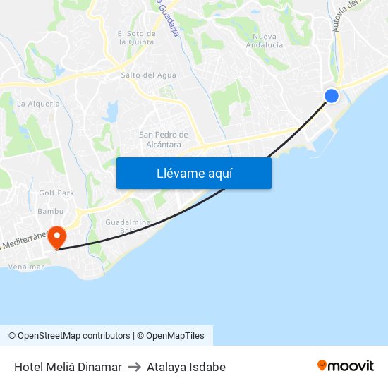 Hotel Meliá Dinamar to Atalaya Isdabe map