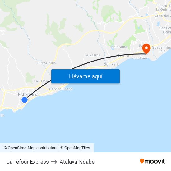 Carrefour Express to Atalaya Isdabe map