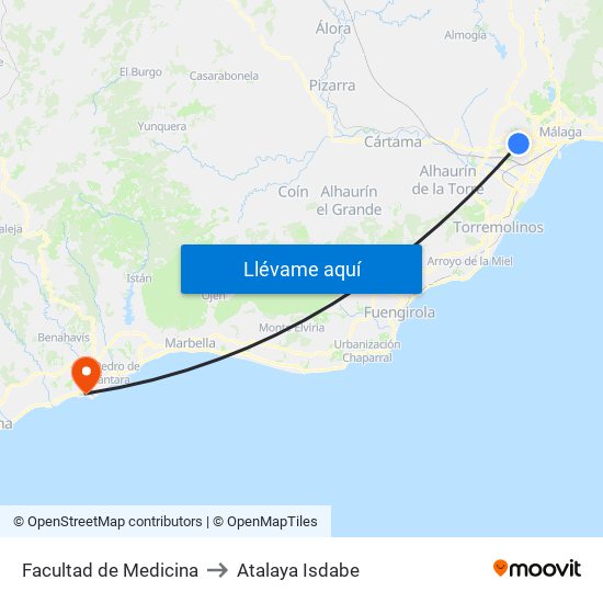 Facultad de Medicina to Atalaya Isdabe map