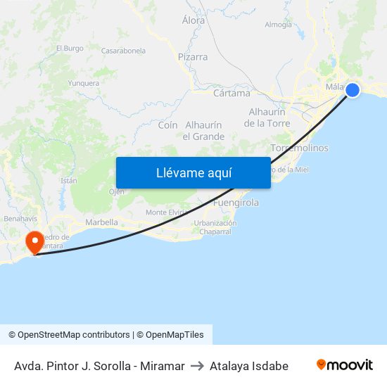 Avda. Pintor J. Sorolla - Miramar to Atalaya Isdabe map