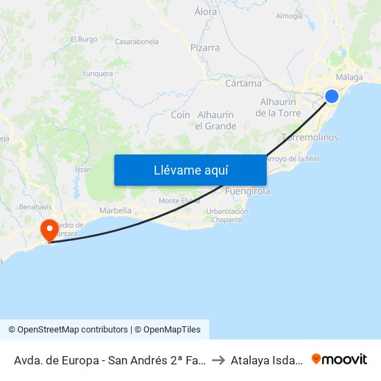 Avda. de Europa - San Andrés 2ª Fase to Atalaya Isdabe map