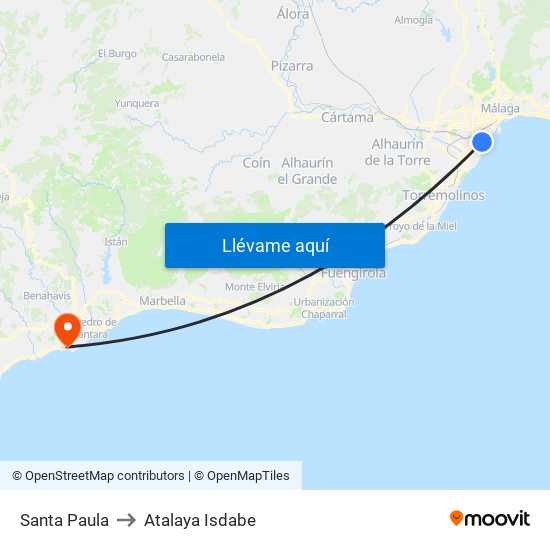 Santa Paula to Atalaya Isdabe map