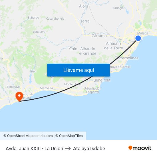 Avda. Juan XXIII - La Unión to Atalaya Isdabe map