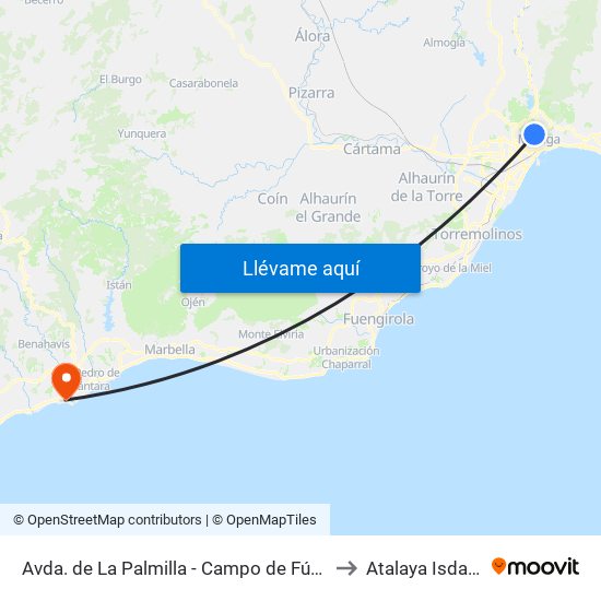 Avda. de La Palmilla - Campo de Fútbol to Atalaya Isdabe map