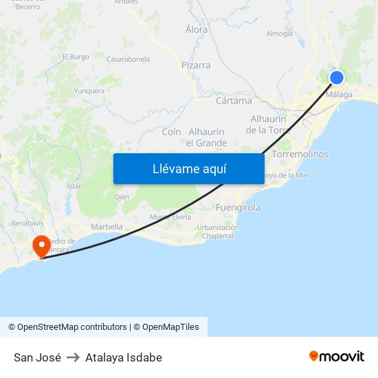 San José to Atalaya Isdabe map