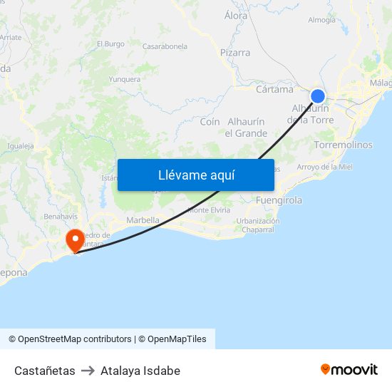 Castañetas to Atalaya Isdabe map