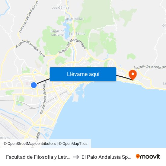 Facultad de  Filosofia y Letras to El Palo Andalusia Spain map