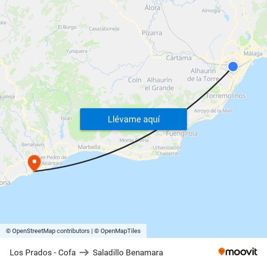 Los Prados - Cofa to Saladillo Benamara map