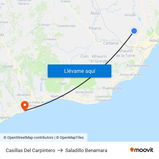 Casillas Del Carpintero to Saladillo Benamara map
