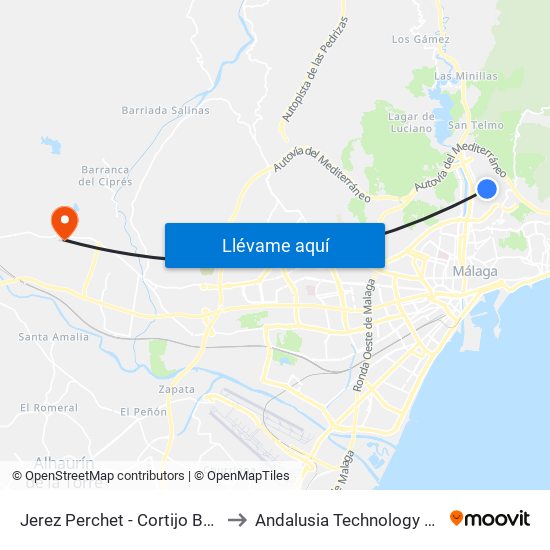 Jerez Perchet - Cortijo Bazán to Andalusia Technology Park map