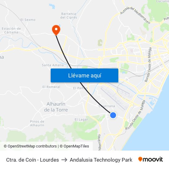 Ctra. de Coín - Lourdes to Andalusia Technology Park map