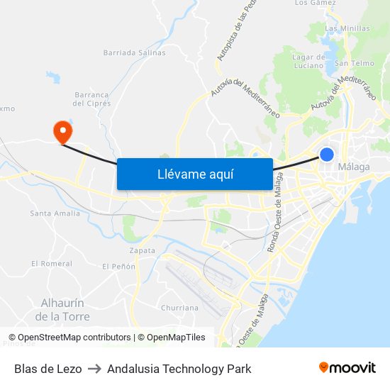 Blas de Lezo to Andalusia Technology Park map