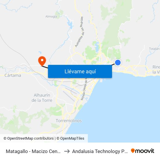 Matagallo - Macizo Central to Andalusia Technology Park map