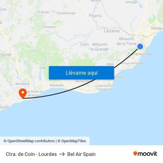 Ctra. de Coín - Lourdes to Bel Air Spain map