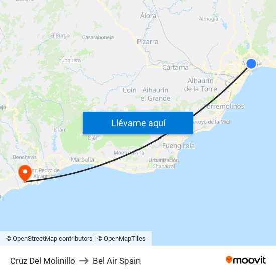 Cruz Del Molinillo to Bel Air Spain map