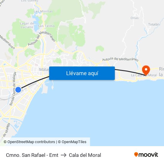 Cmno. San Rafael - Emt to Cala del Moral map