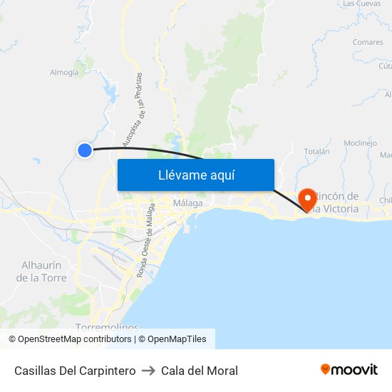 Casillas Del Carpintero to Cala del Moral map