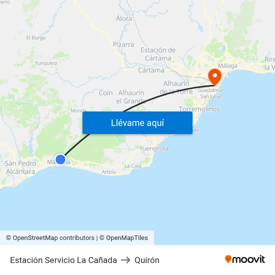 Estación Servicio La Cañada to Quirón map