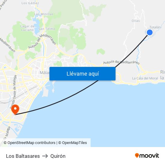 Los Baltasares to Quirón map