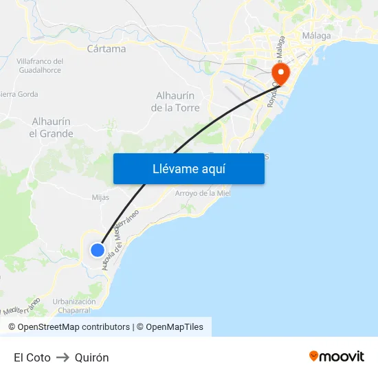El Coto to Quirón map